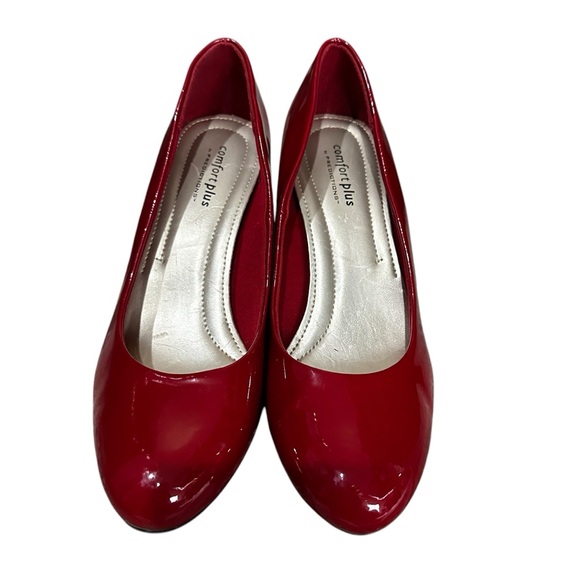 Women’s Comfort Plus by Predictions Red Heel Patten Leather Round Toe Sz 8.5W - Picture 5 of 11